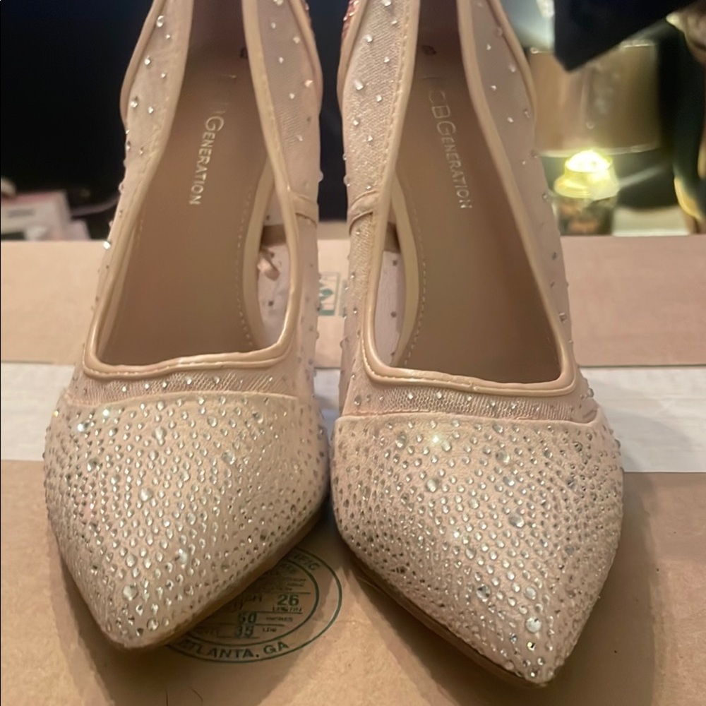 BCBGeneration Women's Cream Embellished Heels